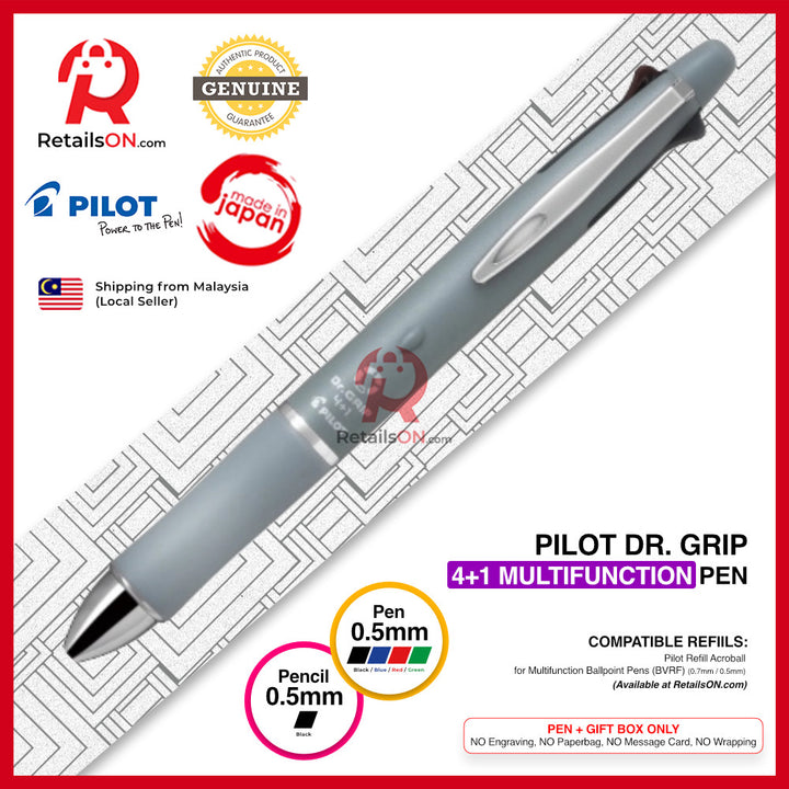 Pilot Dr. Grip Multifunction Pen with Pencil (4+1) - 0.5mm (EF) - Sage Green / Dr Grip / {ORIGINAL} / [RetailsON]