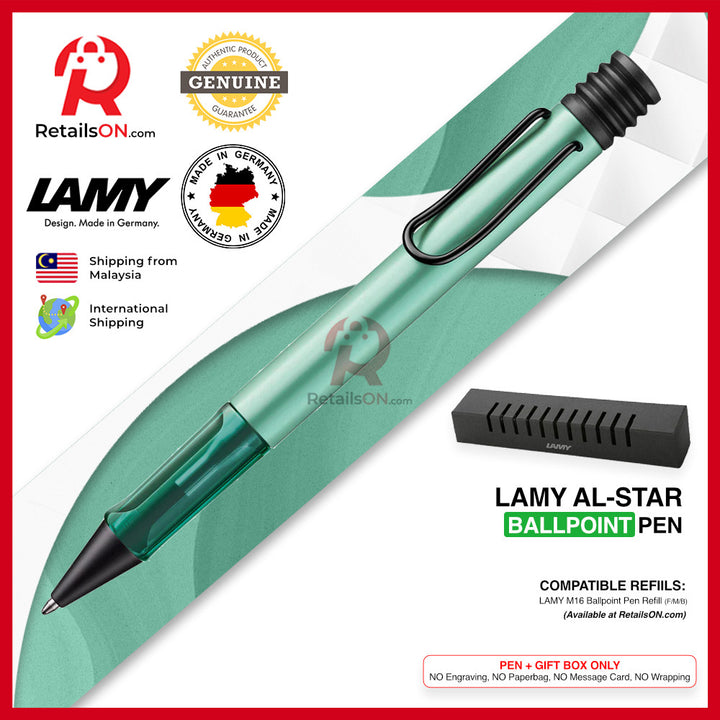 Lamy AL-star Ballpoint Pen - Mint Green (with Black - Medium (M) Refill) / {ORIGINAL, Made in Germany} / [RetailsON]