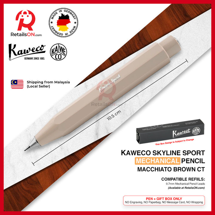 Kaweco Skyline SPORT Mechanical Pencil - Macchiato Brown Chrome Trim (0.7mm) / {ORIGINAL} / [RetailsON]