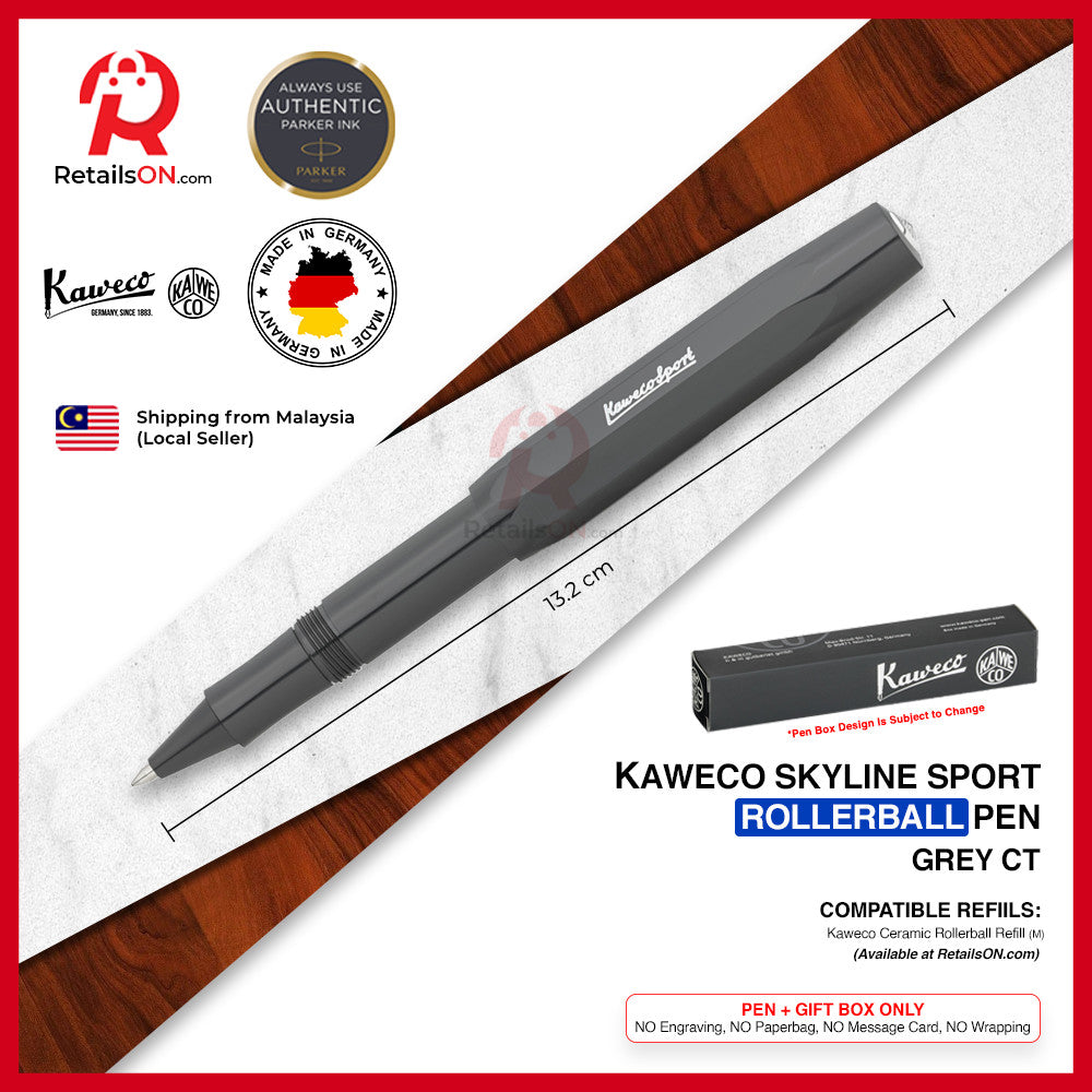 Kaweco Skyline SPORT Rollerball Pen - Grey Chrome Trim (Black - M Gel Refill) / {ORIGINAL} / [RetailsON]