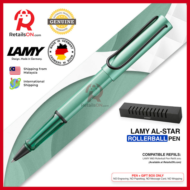 Lamy AL-star Rollerball Pen - Mint Green (with Black - Medium (M) Refill) / {ORIGINAL, Made in Germany} / [RetailsON]