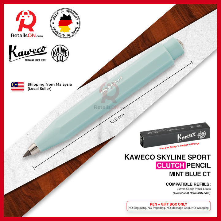 Kaweco Skyline SPORT CLUTCH Pencil - Mint Blue Chrome Trim (3.2mm) / {ORIGINAL} / [RetailsON]