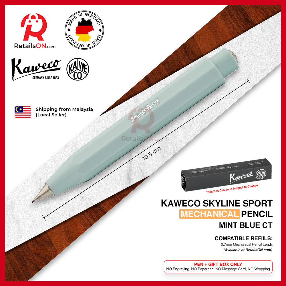 Kaweco Skyline SPORT Mechanical Pencil - Mint Blue Chrome Trim (0.7mm) / {ORIGINAL} / [RetailsON]