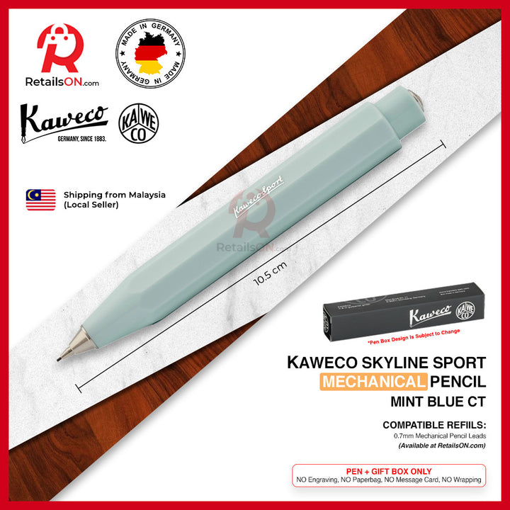 Kaweco Skyline SPORT Mechanical Pencil - Mint Blue Chrome Trim (0.7mm) / {ORIGINAL} / [RetailsON]