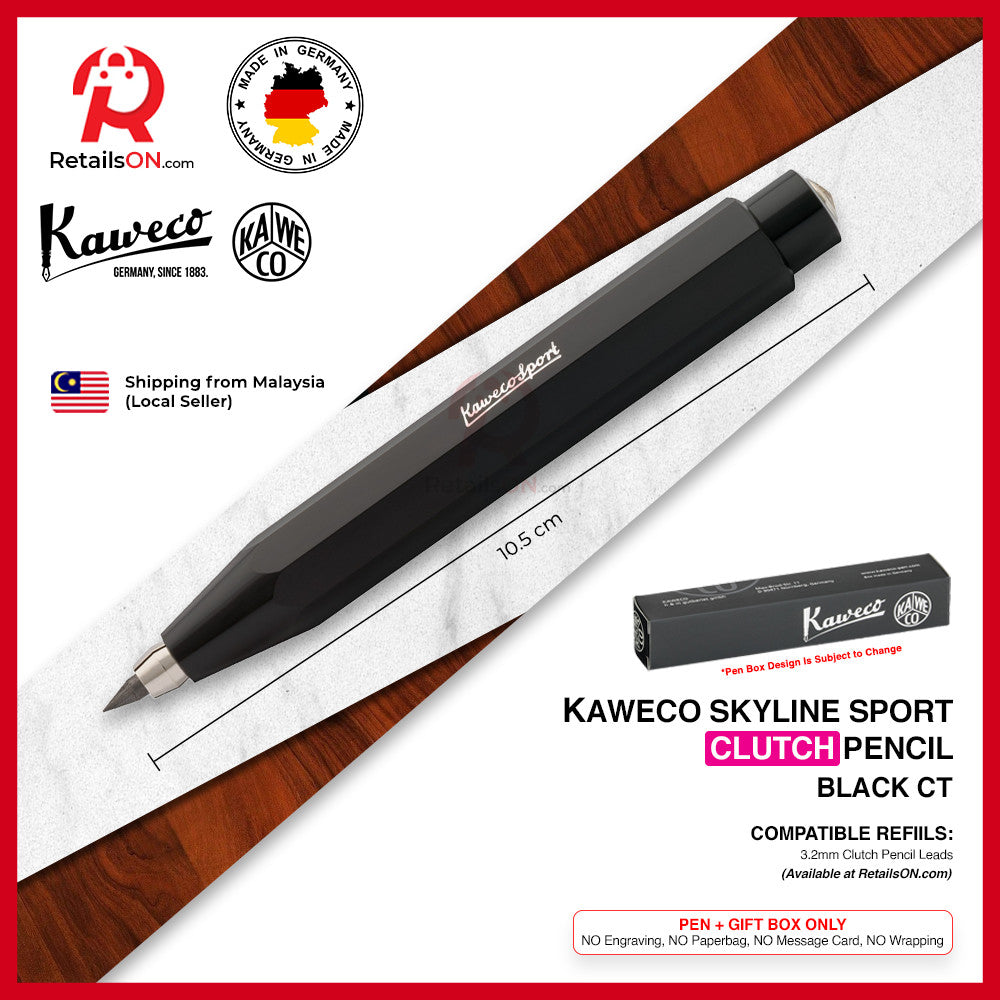 Kaweco Skyline SPORT CLUTCH Pencil - Black Chrome Trim (3.2mm) / {ORIGINAL} / [RetailsON]