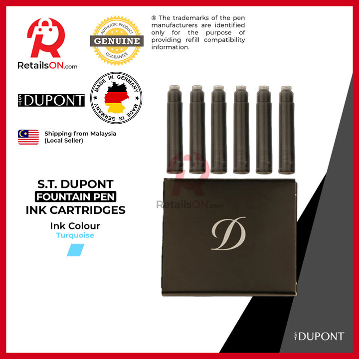 S.T. Dupont Ink Cartridges - Bordeaux [1 pack of 6] | Fountain Pen Ink Cartridge (ORIGINAL)