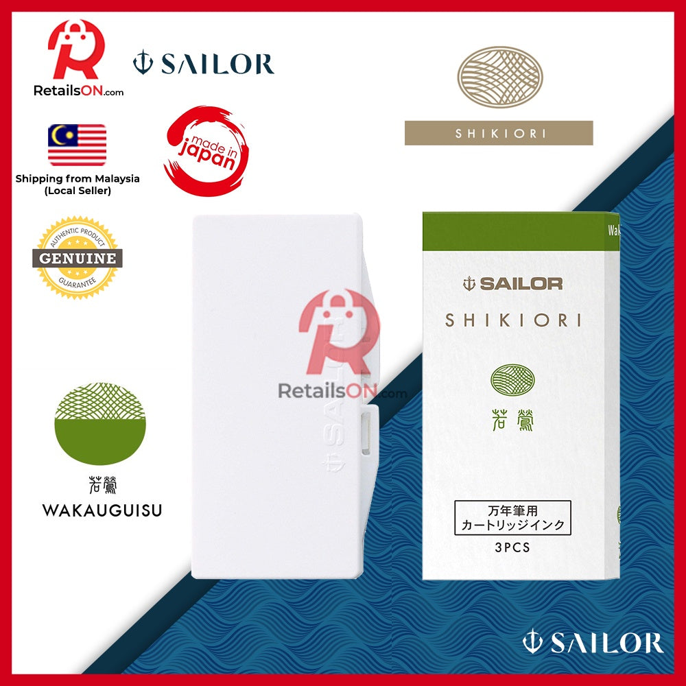 Sailor Shikiori Ink Cartridge – Wakauguisu (Pack of 3) / Fountain Pen Ink Cartridges for SAILOR (ORIGINAL) |[RetailsON] - RetailsON.com (Premium Retail Collections)