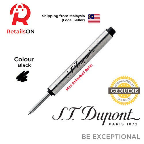S.T. Dupont Refill Mini Rollerball - Black | Mini Roller ball Pen Refill for ST Dupont Paris (ORIGINAL) - RetailsON.com (Premium Retail Collections)