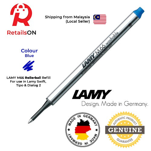 LAMY M66 Rollerball Pen Refill (M/B) - Blue / Capless Roller Ball Pen Refill 1pc (ORIGINAL) - RetailsON.com (Premium Retail Collections)