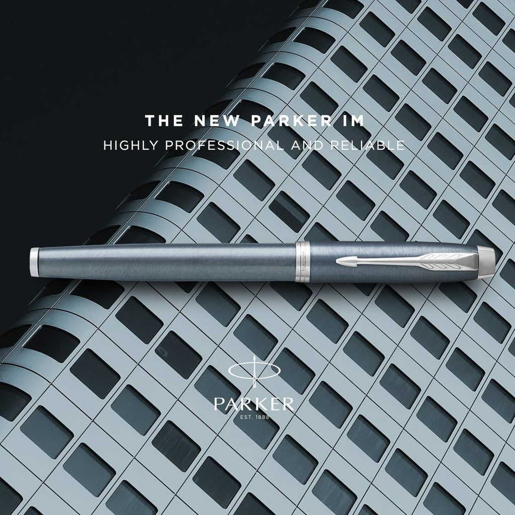 Parker IM Rollerball Pen - Light Blue Grey Chrome Trim (with Black - Medium (M) Refill) / {ORIGINAL} / [RetailsON] - RetailsON.com (Premium Retail Collections)