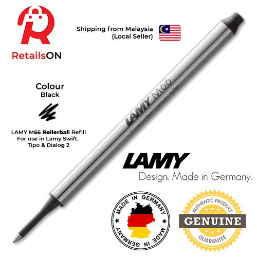 LAMY M66 Rollerball Pen Refill (M/B) - Black / Capless Roller Ball Pen Refill 1pc Black (ORIGINAL) - RetailsON.com (Premium Retail Collections)