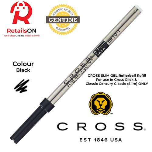 CROSS Refill Slim GEL Rollerball - Black | Rollerball Pen Refill for Cross Click (ORIGINAL) - RetailsON.com (Premium Retail Collections)