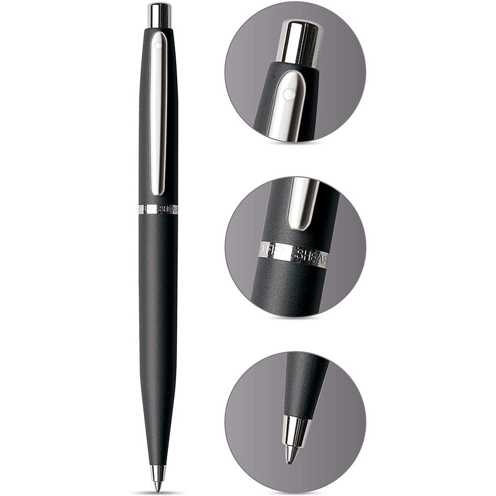 Sheaffer VFM Ballpoint Pen - Matte Black Chrome Trim (with Black - Medium (M) Refill) / {ORIGINAL} / [RetailsON] - RetailsON.com (Premium Retail Collections)