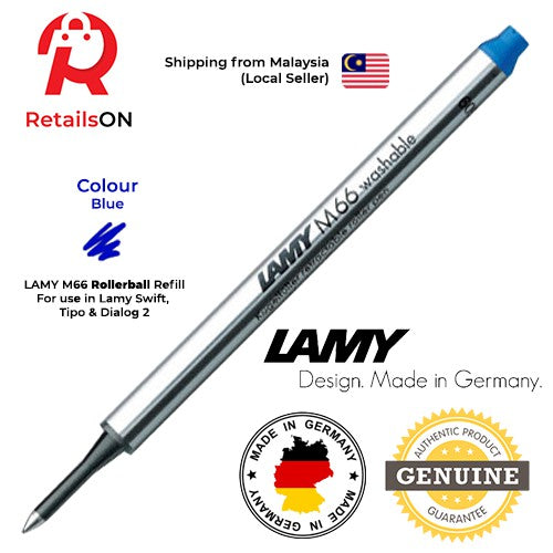 LAMY M66 Rollerball Pen Refill (M/B) - Blue / Capless Roller Ball Pen Refill 1pc (ORIGINAL) - RetailsON.com (Premium Retail Collections)
