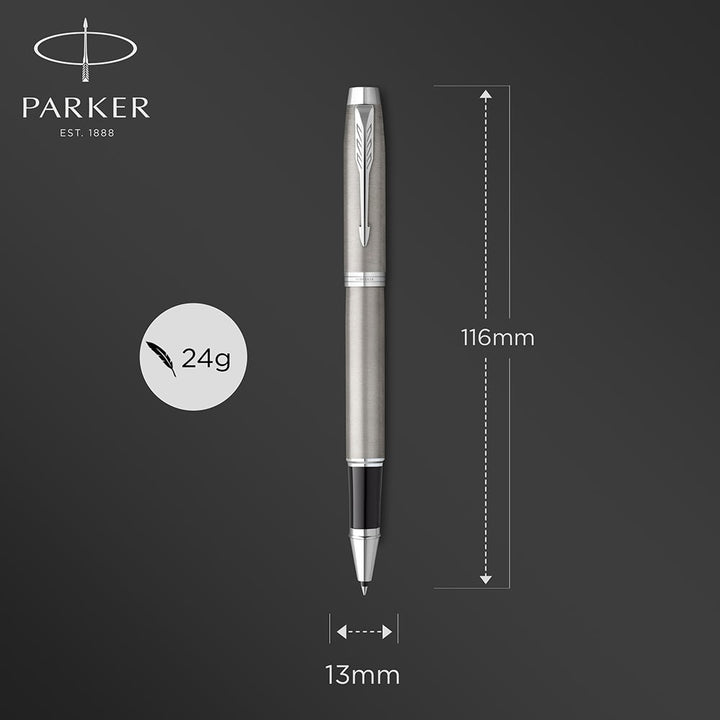 Parker IM Rollerball Pen - Brushed Steel Chrome Trim (with Black - Medium (M) Refill) / {ORIGINAL} / [RetailsON] - RetailsON.com (Premium Retail Collections)