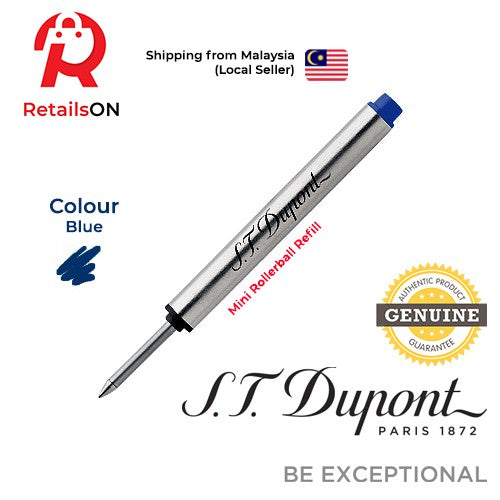 S.T. Dupont Refill Mini Rollerball - Blue | Mini Roller ball Pen Refill for ST Dupont Paris (ORIGINAL) - RetailsON.com (Premium Retail Collections)
