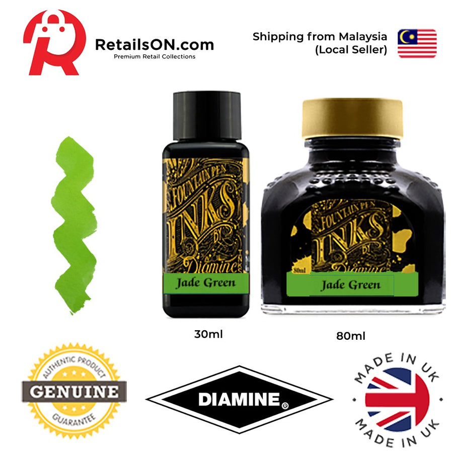 Diamine Ink Bottle (30ml / 80ml) - Jade Green / Fountain Pen Ink Bottle 1pc (ORIGINAL) / [RetailsON] - RetailsON.com (Premium Retail Collections)
