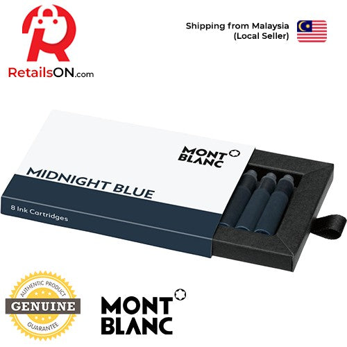 Montblanc Fountain Pen Ink Cartridges (8 Per Pack) - Midnight Blue / Standard Fountain Pen Ink Cartridge (ORIGINAL) - RetailsON.com (Premium Retail Collections)