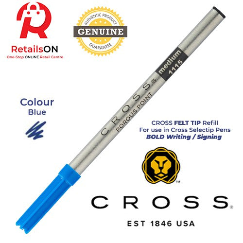 CROSS Refill Porous Point - Blue / Felt Tip Pen Refill 1pc Blue (ORIGINAL) - RetailsON.com (Premium Retail Collections)