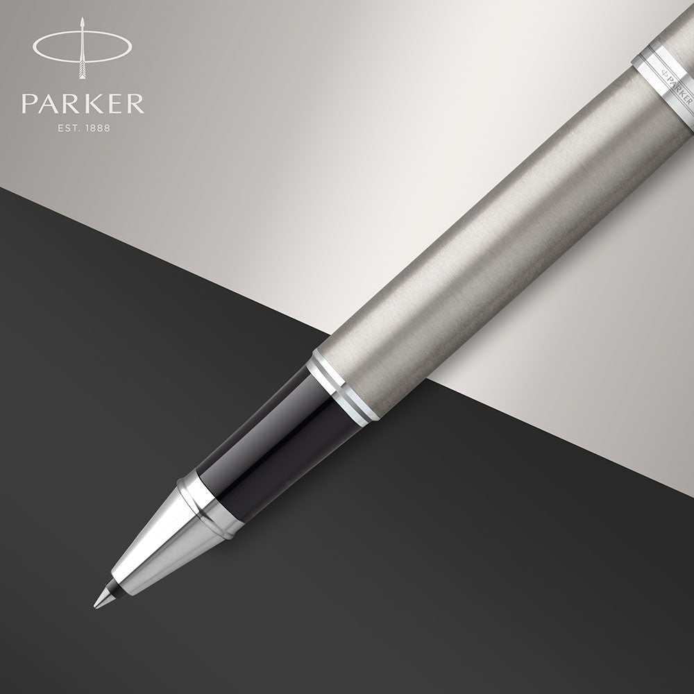 Parker IM Rollerball Pen - Brushed Steel Chrome Trim (with Black - Medium (M) Refill) / {ORIGINAL} / [RetailsON] - RetailsON.com (Premium Retail Collections)