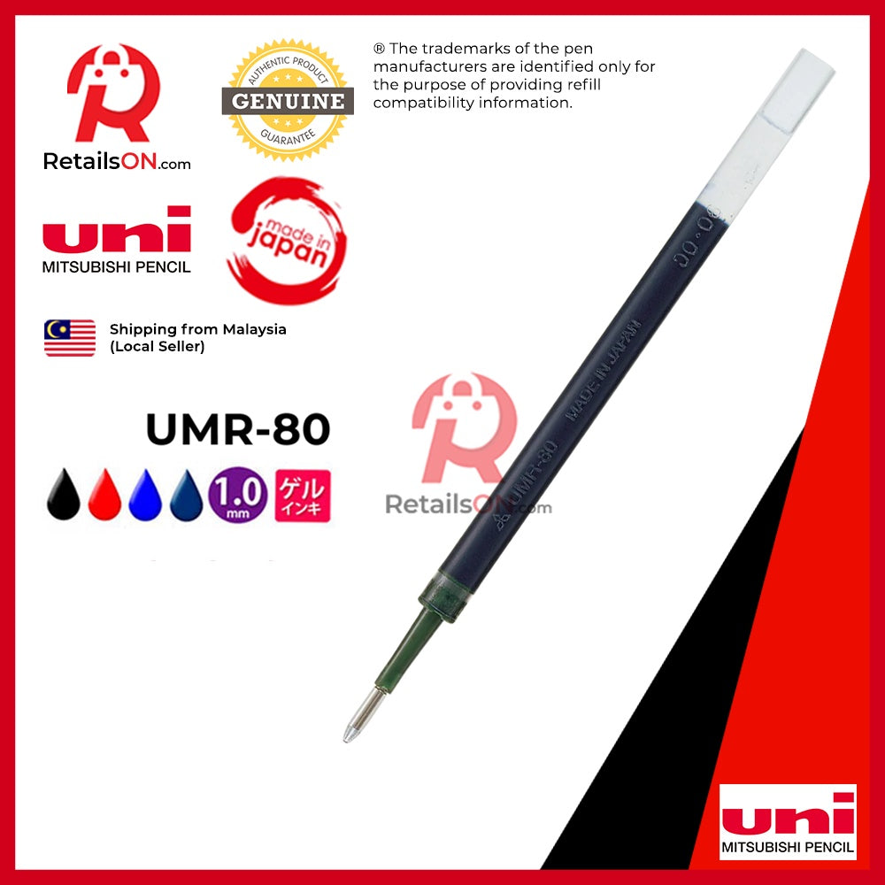 Mitsubishi Uni-ball Refill - Signo Gel - UMR-80 (1.0 mm) - Multi Colours (1pc) / Uniball Uni /[RetailsON] - RetailsON.com (Premium Retail Collections)