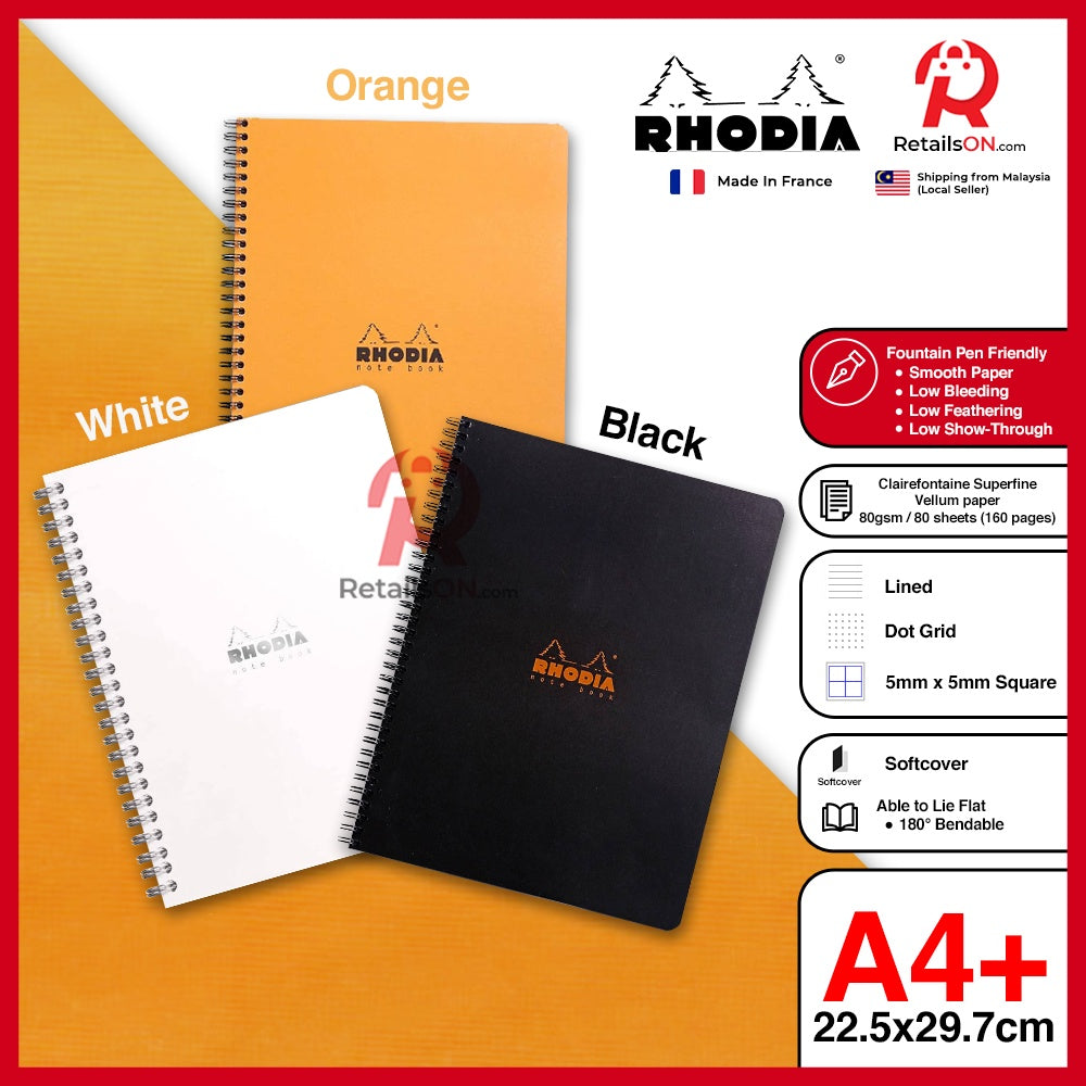 RHODIA Notebook - Classic Series (A4+) - Fountain Pen Friendly Paper (ORIGINAL) | [RetailsON] - RetailsON.com (Premium Retail Collections)