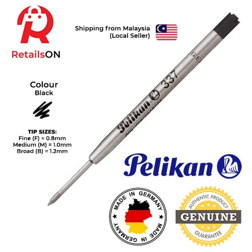 Pelikan Refill 337 for Ballpoint Pens (F/M/B) - Black | Standard Parker Style G2 Ballpoint Refill 1pc - RetailsON.com (Premium Retail Collections)