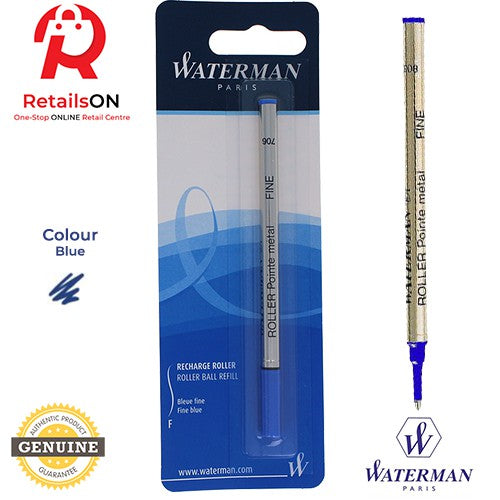 Waterman Refill Rollerball Blue - Fine (F) / Roller Ball Pen Refill - Blue (ORIGINAL) - RetailsON.com (Premium Retail Collections)