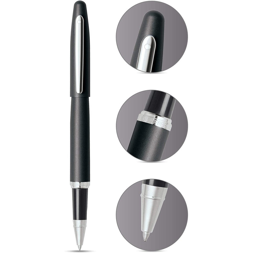 Sheaffer VFM Rollerball Pen - Matte Black Chrome Trim (with Black - Medium (M) Refill) / {ORIGINAL} / [RetailsON] - RetailsON.com (Premium Retail Collections)