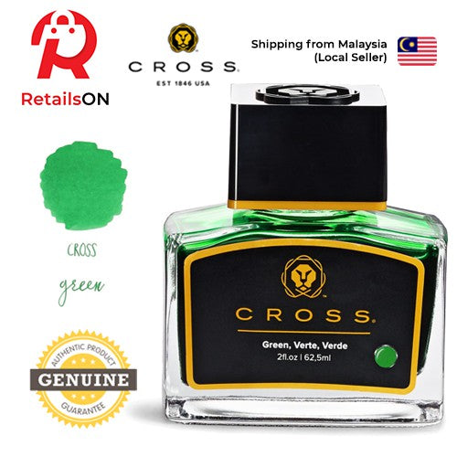 CROSS Refill Fountain Pen 62.5ml Ink Bottle - Green / Fountain Pen Ink Bottle 1pc (ORIGINAL) - RetailsON.com (Premium Retail Collections)