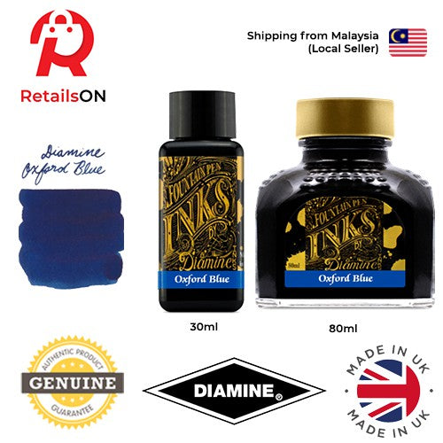 Diamine Ink Bottle (30ml / 80ml) - Oxford Blue / Fountain Pen Ink Bottle 1pc (ORIGINAL) / [RetailsON] - RetailsON.com (Premium Retail Collections)