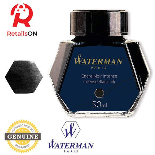 Waterman Ink Bottle 50ml Intense Black / Fountain Pen Ink Bottle 1pc Black (ORIGINAL) - RetailsON.com (Premium Retail Collections)