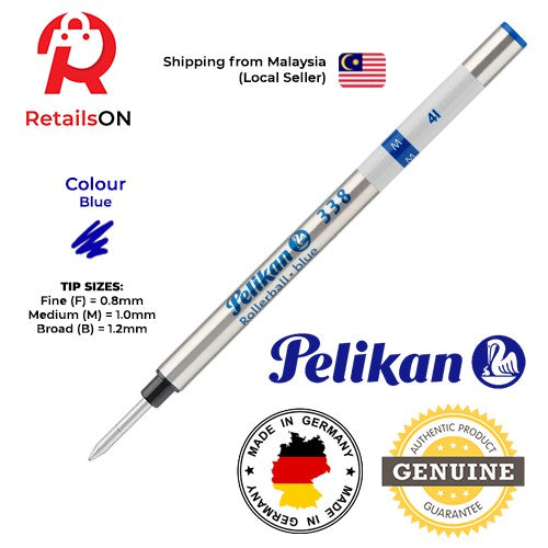 Pelikan Refill 338 for Rollerball Pens (F/M/B) - Blue / [1pc] / [RetailsON] - RetailsON.com (Premium Retail Collections)