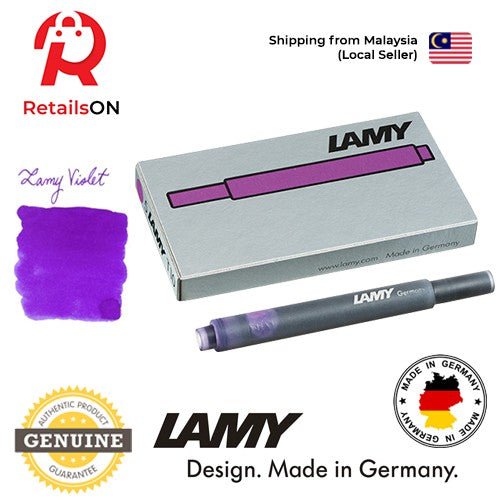 LAMY T10 Fountain Pen Ink Cartridge - Violet / Fountain Pen Refill [1 Pack of 5] (ORIGINAL) - RetailsON.com (Premium Retail Collections)