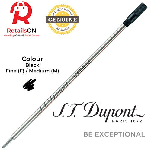 S.T. Dupont Refill Ballpoint - Black | Ball Point Pen Refill for ST Dupont Paris (ORIGINAL) - RetailsON.com (Premium Retail Collections)