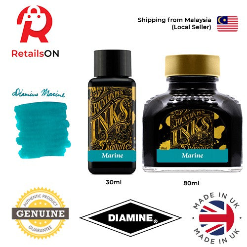 Diamine Ink Bottle (30ml / 80ml) - Marine / Fountain Pen Ink Bottle 1pc (ORIGINAL) / [RetailsON] - RetailsON.com (Premium Retail Collections)
