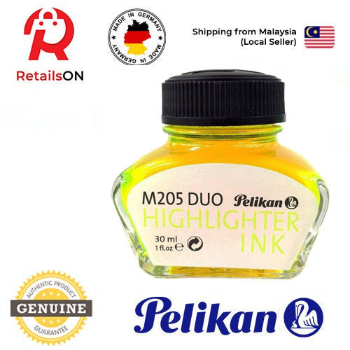 Pelikan 4001 M205 Duo 30ml Ink Bottle - Highlighter Yellow / Fountain Pen Ink Bottle 1pc (ORIGINAL) - RetailsON.com (Premium Retail Collections)