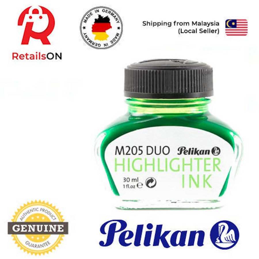 Pelikan 4001 M205 Duo 30ml Ink Bottle - Highlighter Green / Fountain Pen Ink Bottle 1pc (ORIGINAL) - RetailsON.com (Premium Retail Collections)