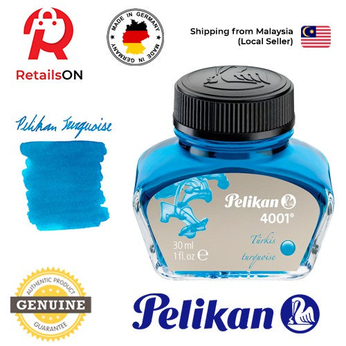 Pelikan 4001 30ml Ink Bottle - Turquoise / Fountain Pen Ink Bottle 1pc (ORIGINAL) - RetailsON.com (Premium Retail Collections)