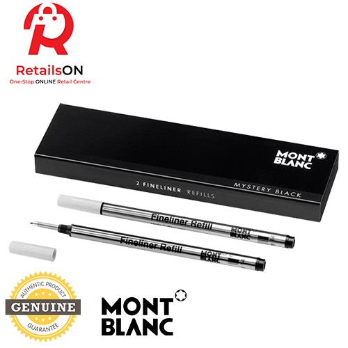Montblanc Fineliner Refill (2 Per Pack) - Mystery Black (ORIGINAL) / For MB Fineliner and Rollerball Pens / [RetailsON] - RetailsON.com (Premium Retail Collections)