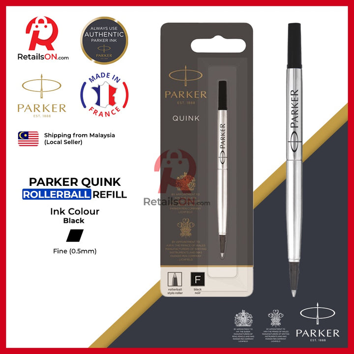Parker QUINK Refill Rollerball - Black - Fine (F) - (ORIGINAL) / [RetailsON] - RetailsON.com (Premium Retail Collections)