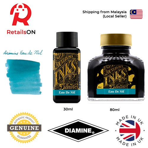 Diamine Ink Bottle (30ml / 80ml) - Eau de Nil / Fountain Pen Ink Bottle 1pc (ORIGINAL) / [RetailsON] - RetailsON.com (Premium Retail Collections)