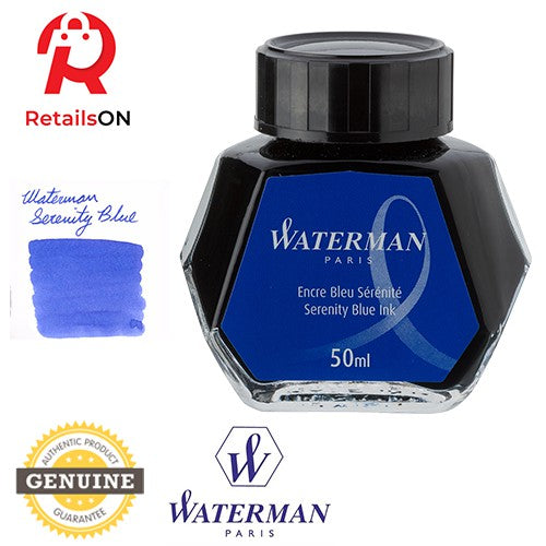 Waterman Ink Bottle 50ml Serenity Blue / Fountain Pen Ink Bottle 1pc (ORIGINAL) - RetailsON.com (Premium Retail Collections)