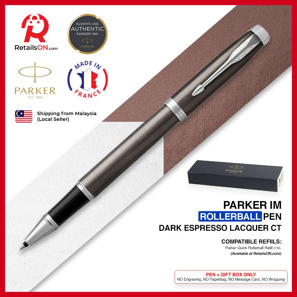 Parker IM Rollerball Pen - Dark Espresso Chrome Trim (with Black - Medium (M) Refill) / {ORIGINAL} / [RetailsON] - RetailsON.com (Premium Retail Collections)