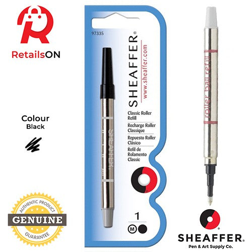Sheaffer Refill Classic Rollerball - Black - Medium (M) / Roller Ball Pen Refill 1pc Black (ORIGINAL) - RetailsON.com (Premium Retail Collections)