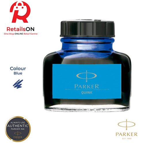 Parker Quink Ink Bottle 57ml Washable Blue / Fountain Pen Ink Bottle 1pc Washable Blue (ORIGINAL) - RetailsON.com (Premium Retail Collections)