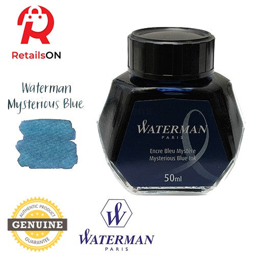 Waterman Ink Bottle 50ml Mysterious Blue / Fountain Pen Ink Bottle 1pc (ORIGINAL) - RetailsON.com (Premium Retail Collections)