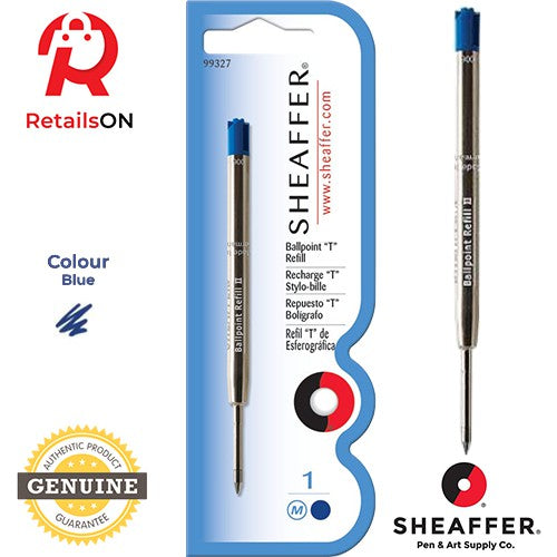 Sheaffer Refill Ballpoint "T" Style - Blue / Ball Point Pen Refill 1pc Blue (ORIGINAL) - RetailsON.com (Premium Retail Collections)