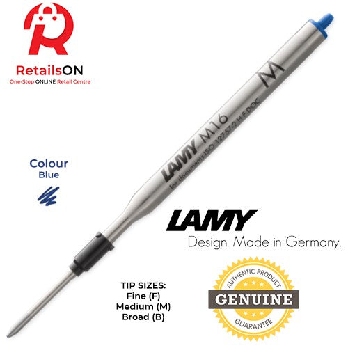 LAMY M16 Ballpoint Pen Refill - Blue / Giant Ball Pen Refill 1pc Blue (ORIGINAL) - RetailsON.com (Premium Retail Collections)