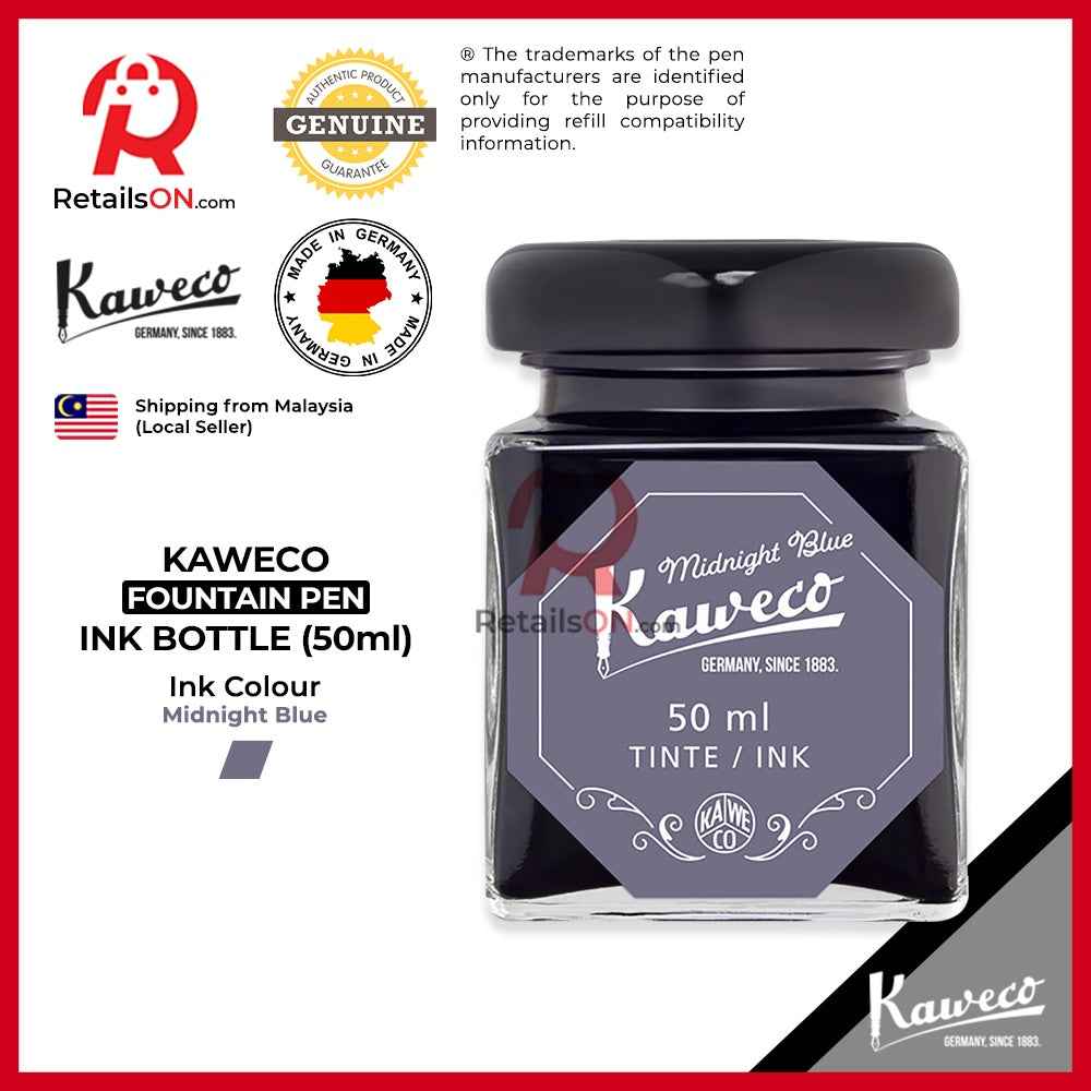 Kaweco Ink Bottle (50ml) - Midnight Blue / Fountain Pen Ink Bottle 1pc (ORIGINAL) / [RetailsON] - RetailsON.com (Premium Retail Collections)